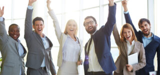 excited co workers